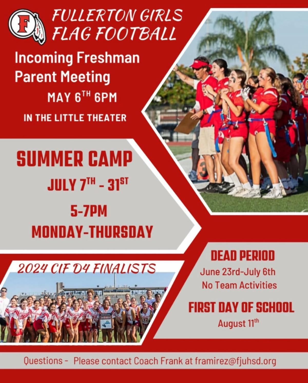 flag football summer camp flyer